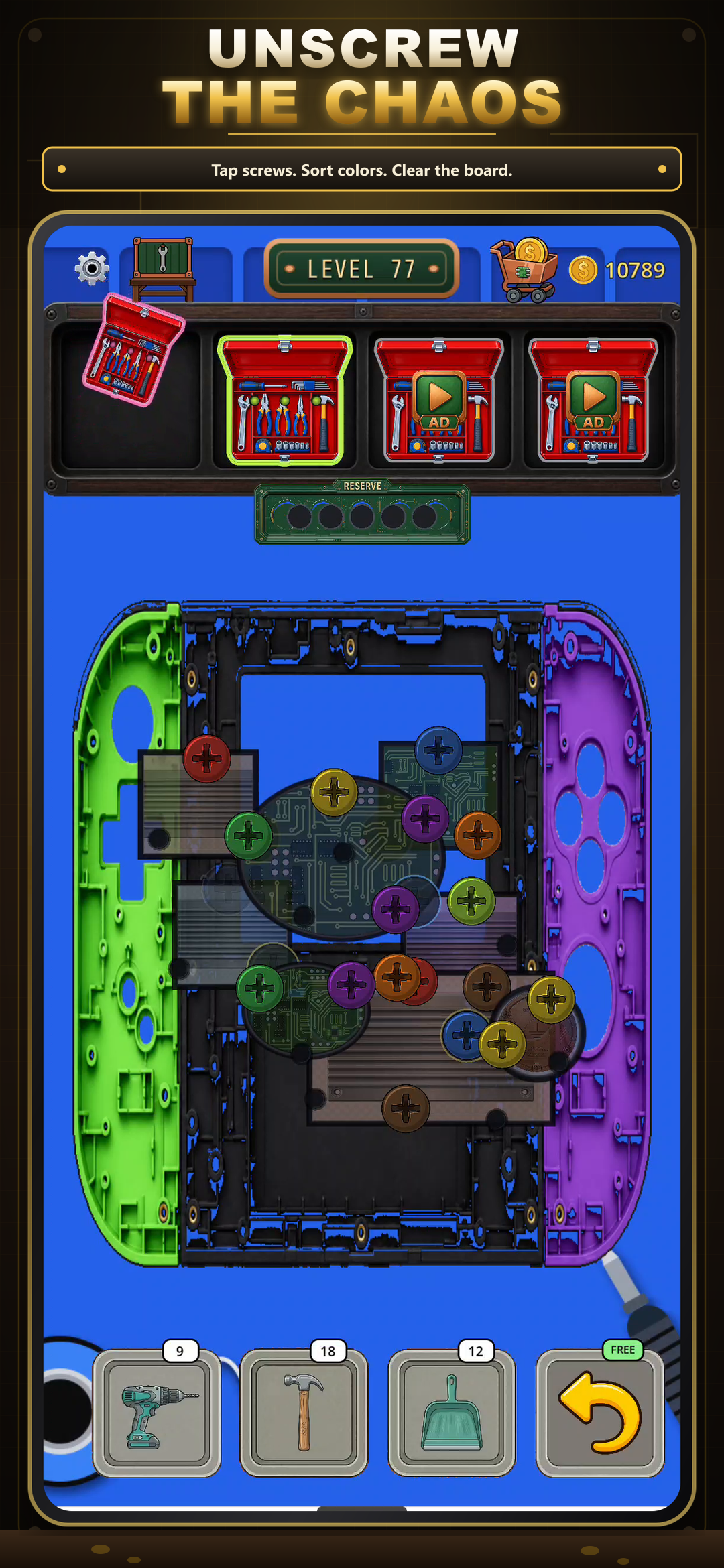Circuit Sort — unscrew the chaos